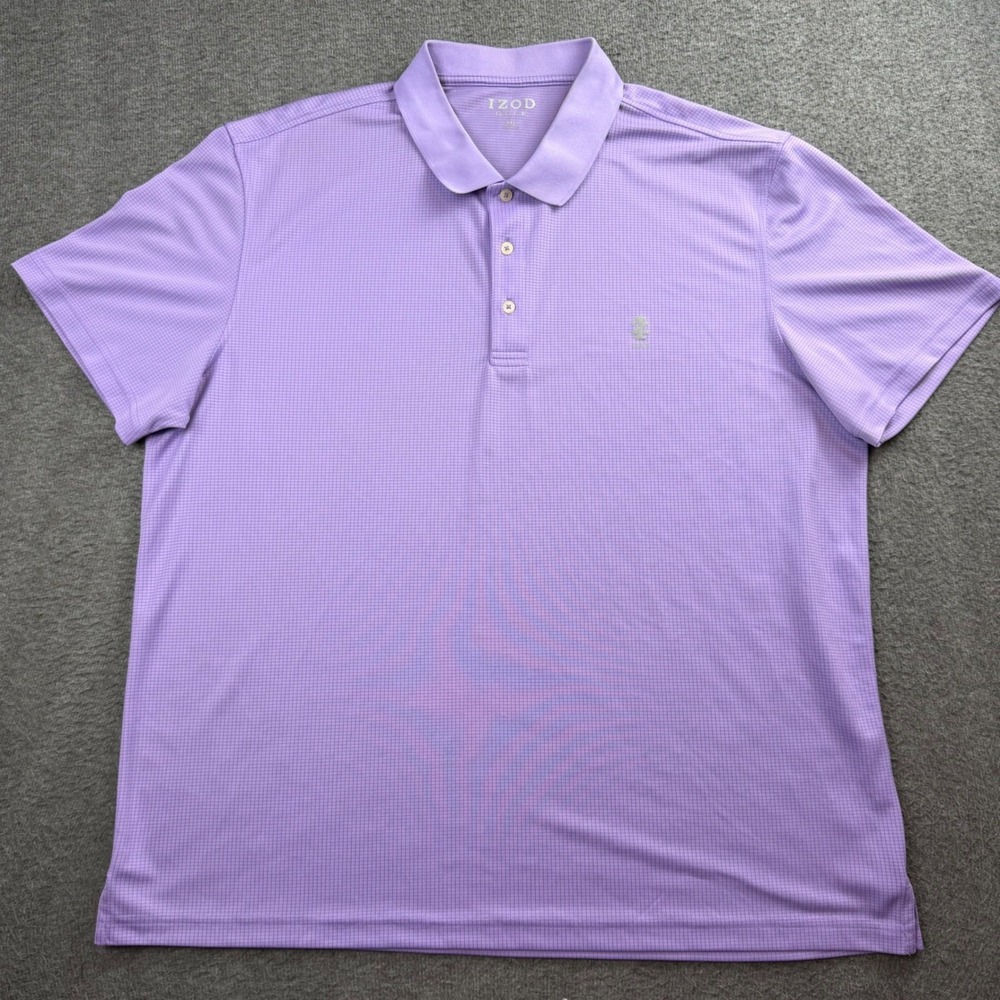 IZOD Golf Polo Shirt Men's XXL Purple Short Sleeve Micro Grid Performance